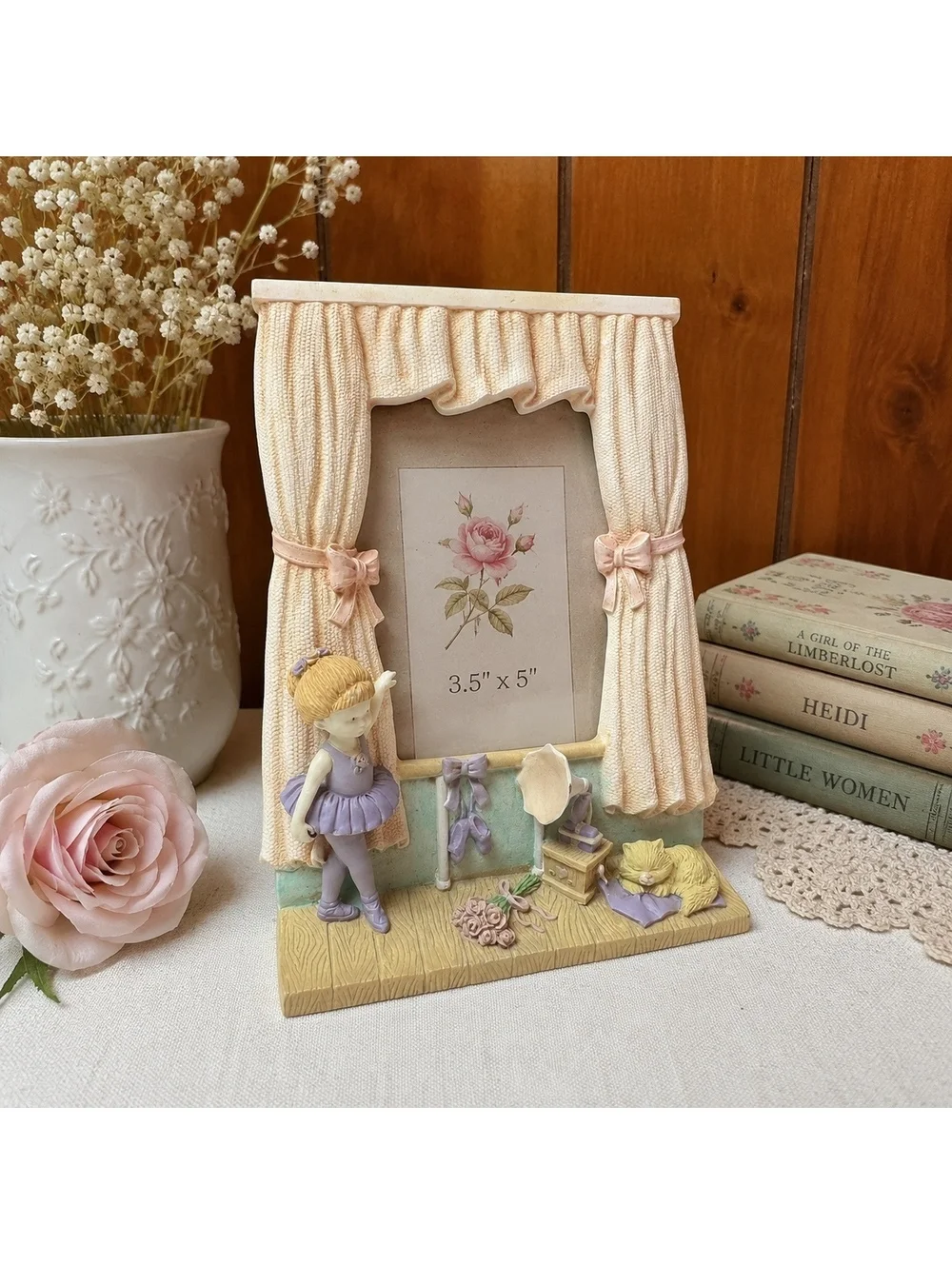 Vintage Ballerina 3.5x5 Picture Frame Ballet Dancer Nursery Decor